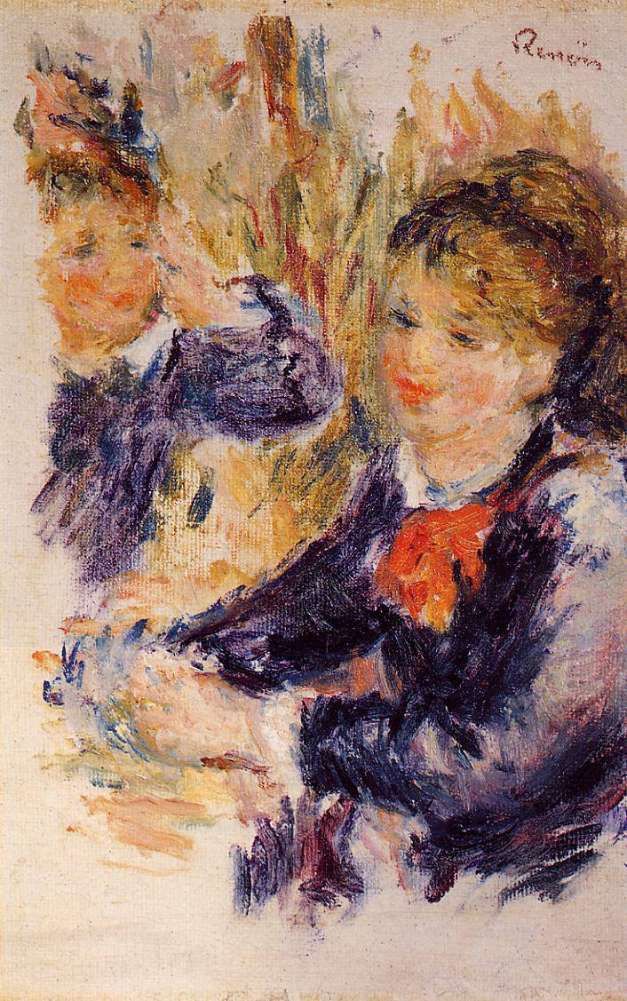 At the Milliner`s (study) by Pierre-Auguste Renoir — hand-painted portrait oil painting reproduction on canvas