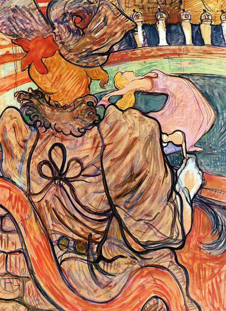 At the Nouveau Cirque the Dancer and Five Stuffed Shirts - Henri de Toulouse-Lautrec