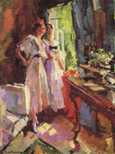 At the Open Window by Konstantin Korovin — male oil painting wall art, Impressionism
