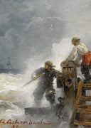 At the pier by Andreas Achenbach — ships oil painting wall art, Romanticism