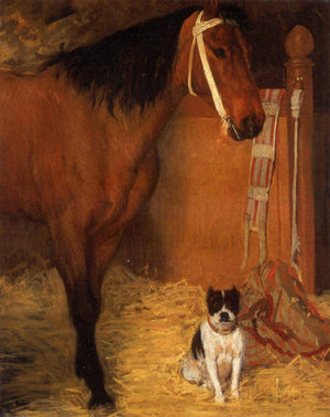 At the Stables, Horse and Dog - Edgar Degas