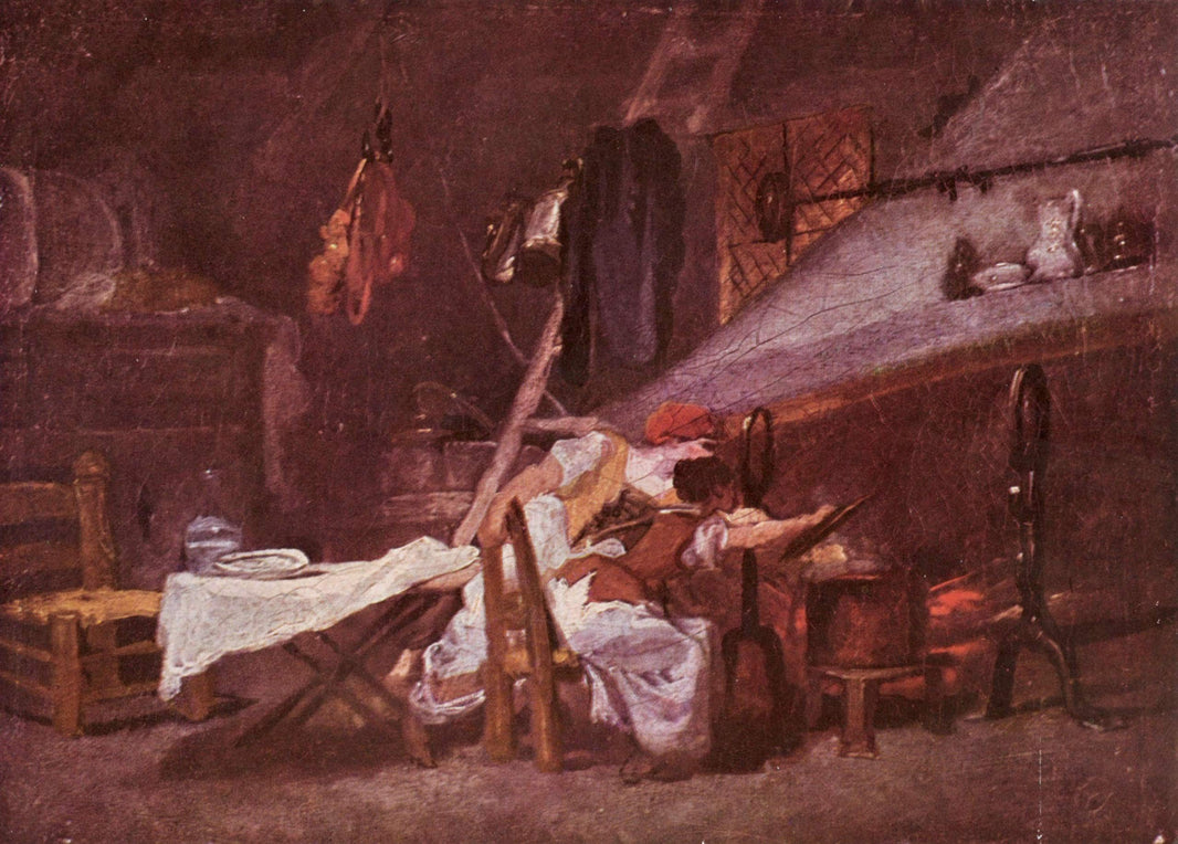 At the stove by Jean-Honore Fragonard — hand-painted cultural oil painting reproduction on canvas