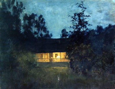 At the summer house in twilight in apartment