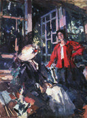 At the Window by Konstantin Korovin — male oil painting wall art, Impressionism