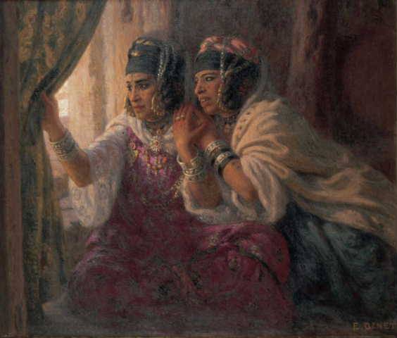 At the window by Nasreddine Dinet — hand-painted portrait oil painting reproduction on canvas