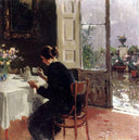 At the Window by Vincenzo Irolli — female oil painting wall art, Impressionism