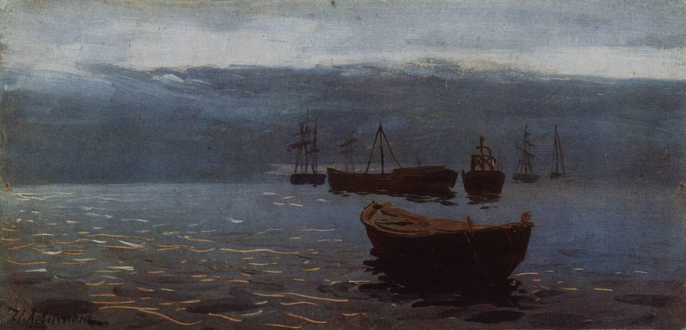 At Volga. Evening falls. by Isaac Levitan, hand-painted nautical oil painting reproduction on canvas