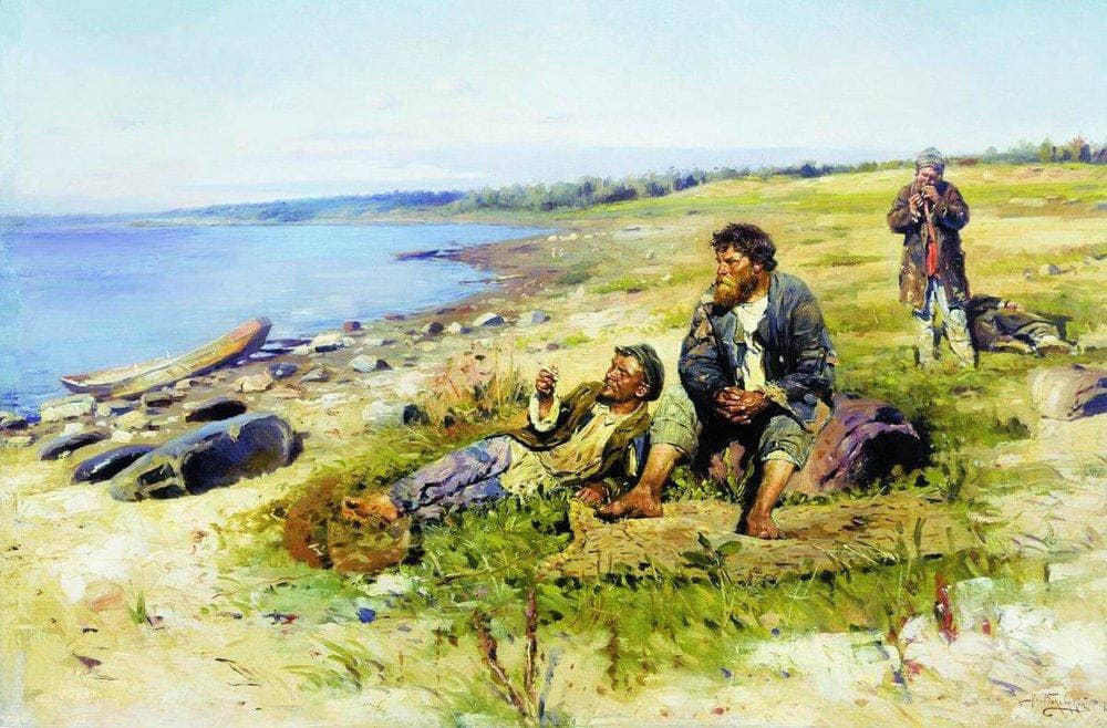 At Volga by Vladimir Makovsky — hand-painted landscape oil painting reproduction on canvas