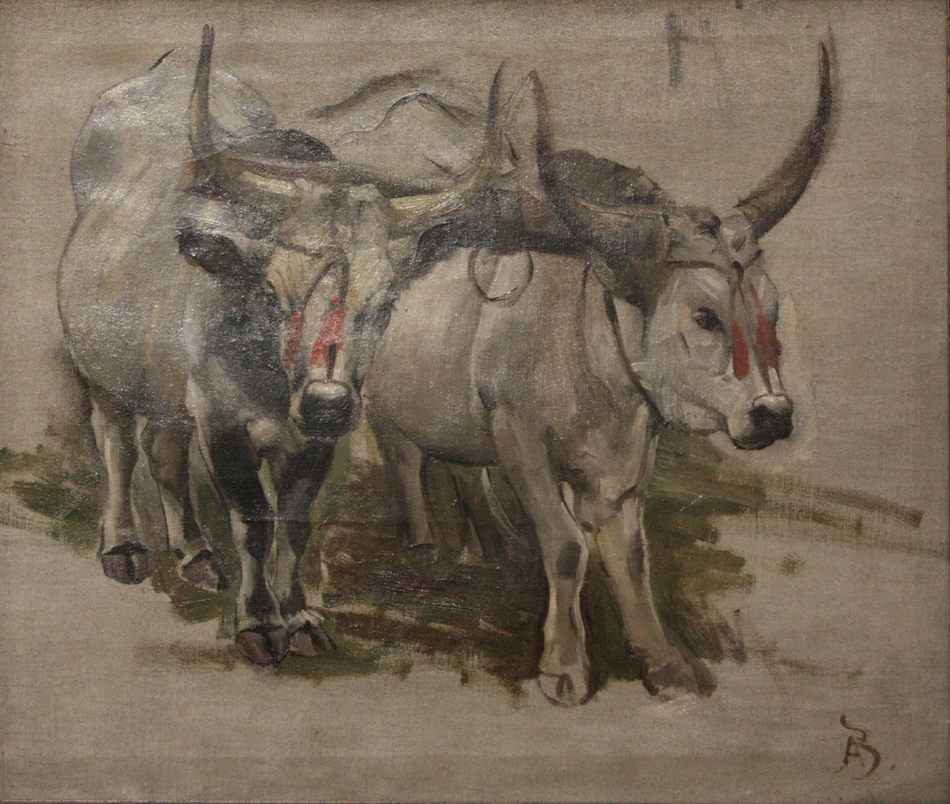 Attelage De Zébus En Inde, Étude by Paul-Albert Besnard — hand-painted animal oil painting reproduction on canvas