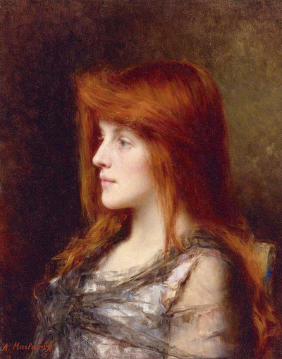 Auburn Haired Beauty by Alexei Harlamoff — oil painting reproduction