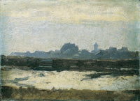 View of a city by August von Pettenkofen — hand-painted landscape oil painting reproduction on canvas