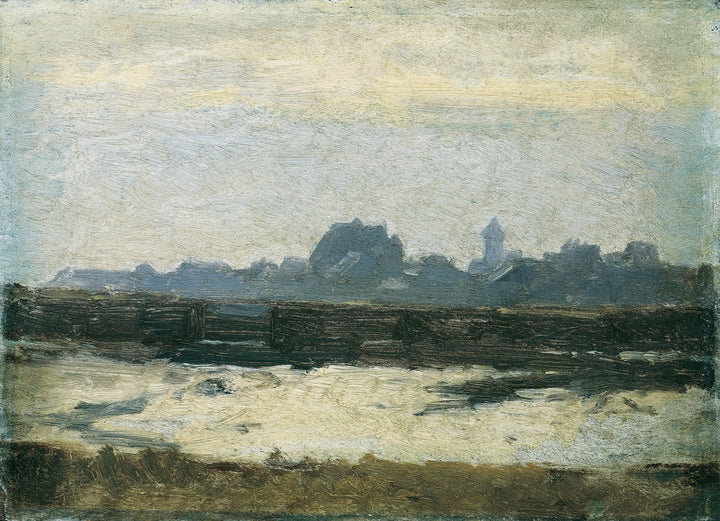 View of a city by August von Pettenkofen — hand-painted landscape oil painting reproduction on canvas