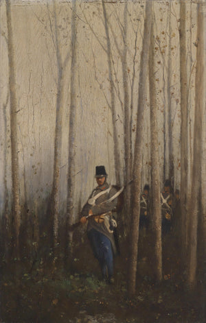 Forest with soldiers - August von Pettenkofen