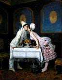 The kiss by Auguste Toulmouche — life oil painting wall art, Academicism