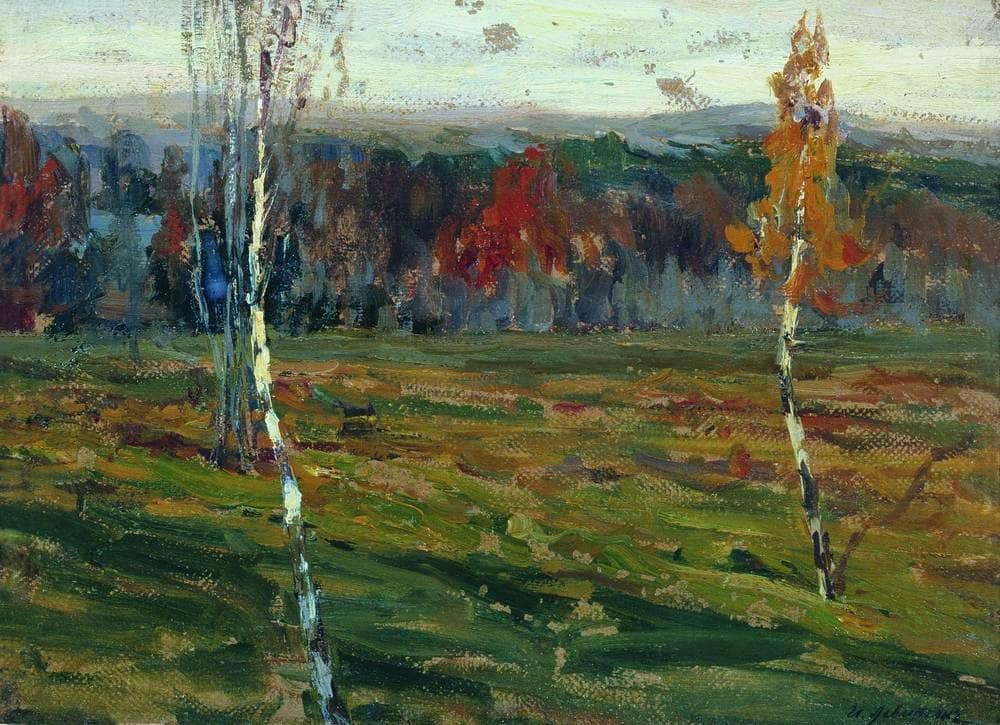 Autumn. Birches. by Isaac Levitan — hand-painted botanical oil painting reproduction on canvas