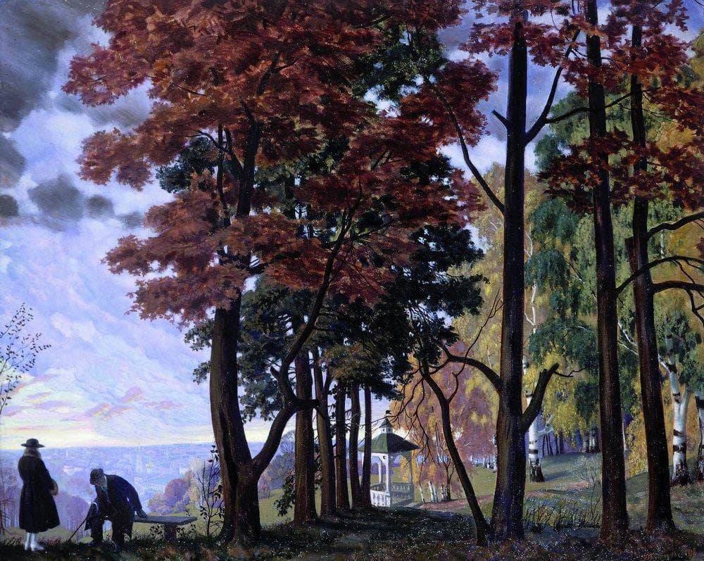 Autumn by Boris Kustodiev — hand-painted botanical oil painting reproduction on canvas