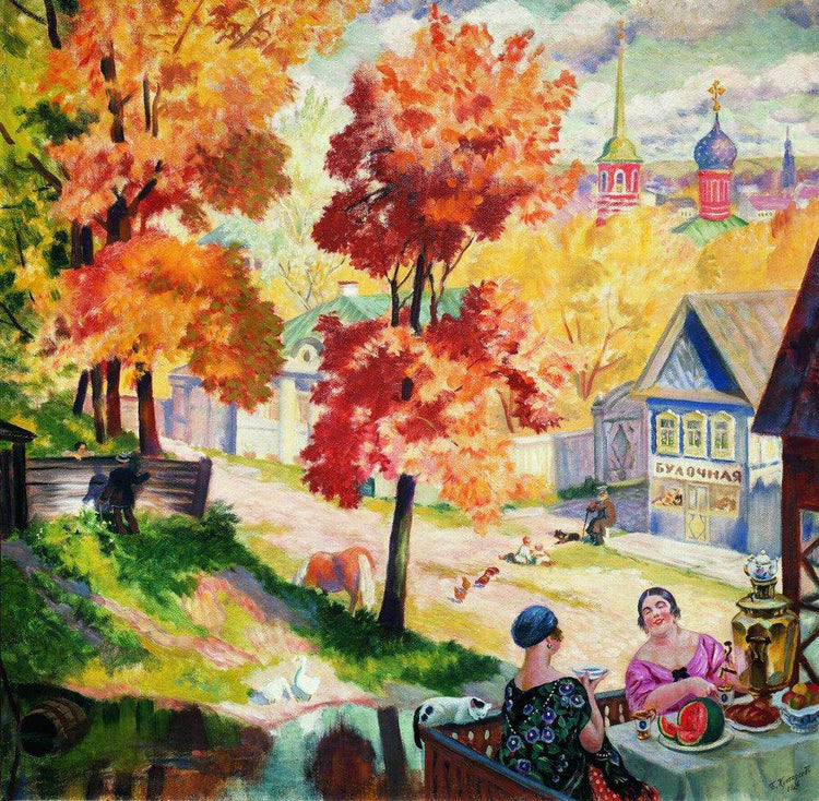 Autumn in the province. Teatime - Boris Kustodiev