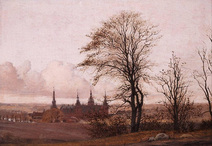 Autumn Landscape, Frederiksborg Castle in the Middle Distance by Christen Kobke — hand-painted botanical oil painting reproduction on canvas