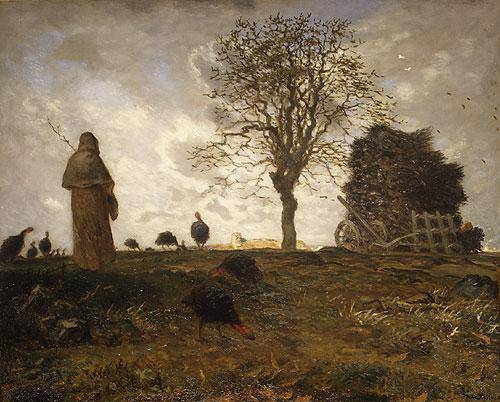 Autumn Landscape with a Flock of Turkeys - Jean-Francois Millet