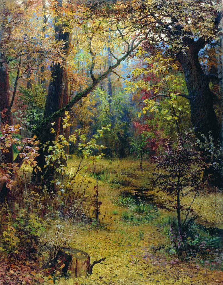 Autumn Morning by Grigoriy Myasoyedov — hand-painted botanical oil painting reproduction on canvas