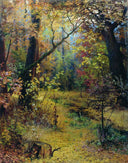 Autumn Morning by Grigoriy Myasoyedov — forest oil painting wall art, Realism