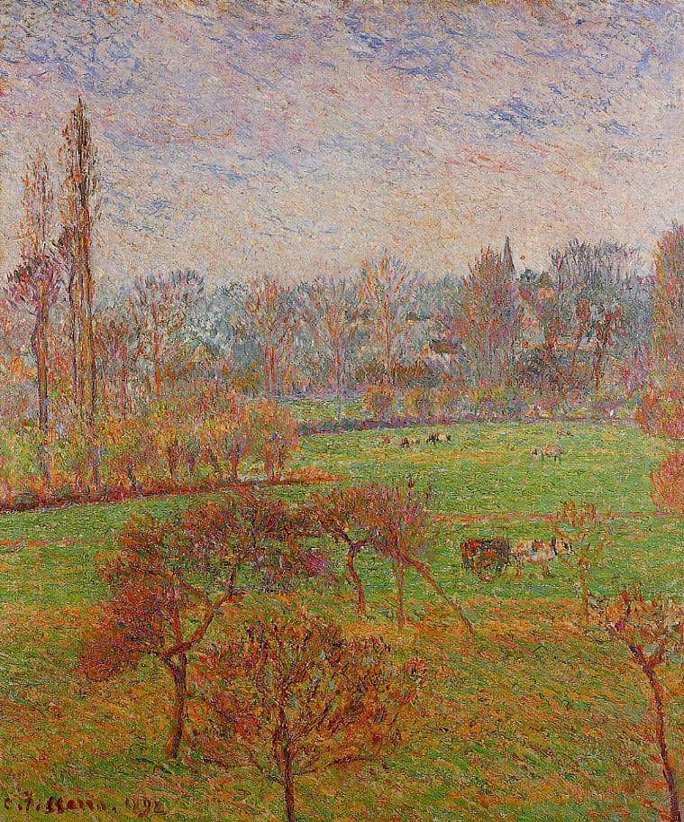 Autumn Morning by Camille Pissarro — hand-painted botanical oil painting reproduction on canvas
