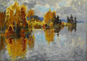 Autumn on the River by Konstantin Gorbatov — lake oil painting wall art, Post Impressionism