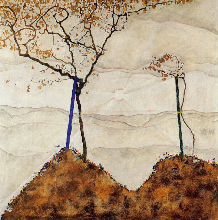Autumn Sun I (Rising Sun) by Egon Schiele — hand-painted abstract oil painting reproduction on canvas