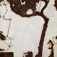Autumn Tree with Fuchsias by Egon Schiele — hand-painted botanical oil painting reproduction on canvas