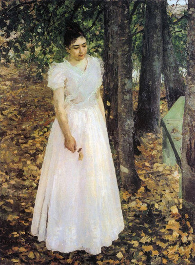 Autumn.Young Woman in a Garden in living room