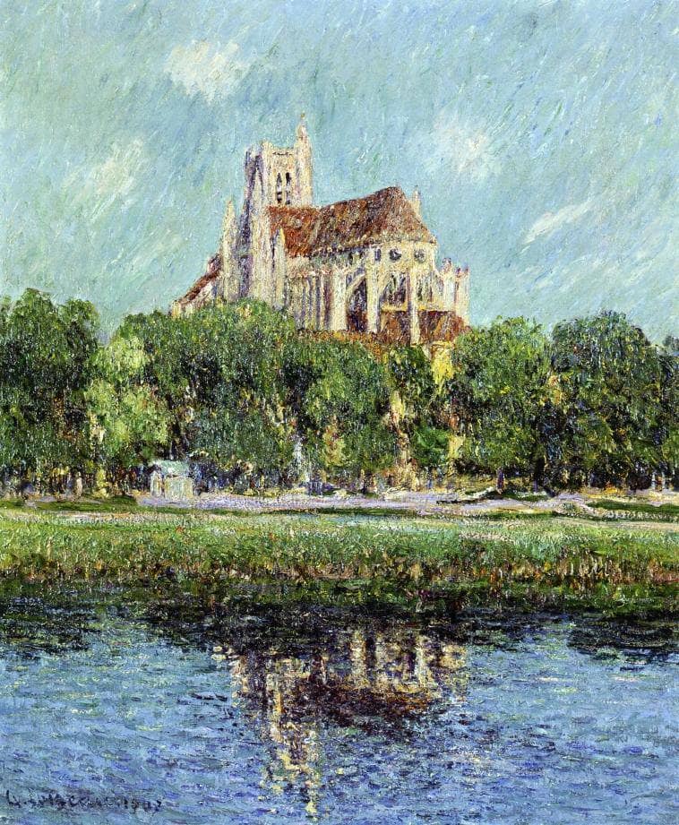 Auxerre Cathedral by Gustave Loiseau — hand-painted architectural oil painting reproduction on canvas