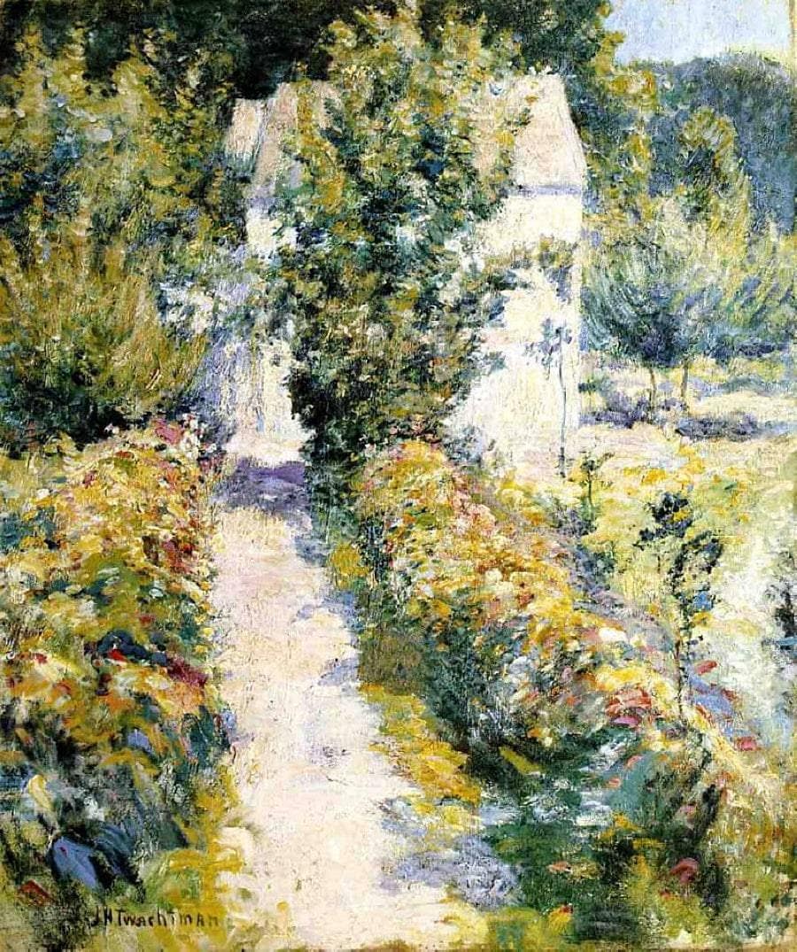 Azaleas by John Henry Twachtman — hand-painted architectural oil painting reproduction on canvas