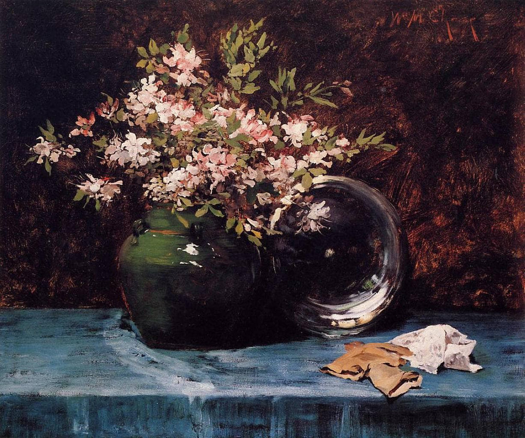 Azaleas by William Merritt Chase — hand-painted botanical oil painting reproduction on canvas