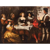 Young couple at a table setting
