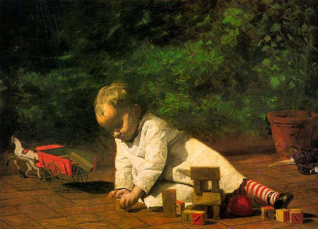 Baby at Play by Thomas Eakins — hand-painted portrait oil painting reproduction on canvas