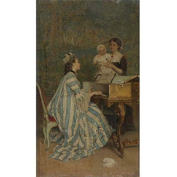 Baby's delight by Gerolamo Induno — hand-painted portrait oil painting reproduction on canvas