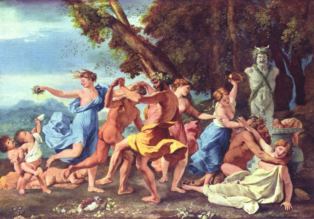 Bacchanal Before a Statue of Pan by Nicolas Poussin — hand-painted cultural oil painting reproduction on canvas