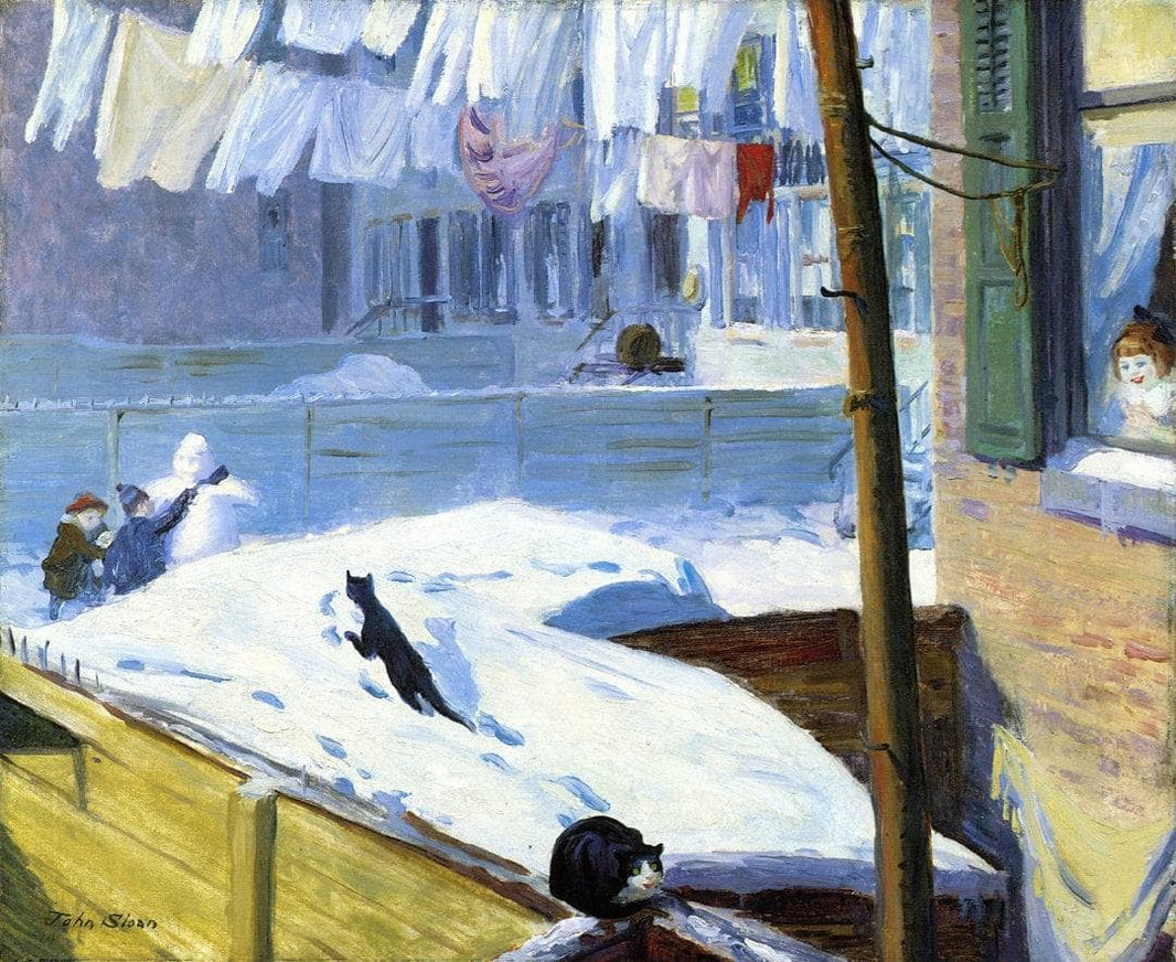 Backyards, Greenwich Village by John French Sloan — hand-painted animal oil painting reproduction on canvas