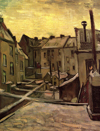 Backyards of Old Houses in Antwerp in the Snow by Vincent van Gogh — hand-painted architectural oil painting reproduction on canvas