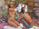 Baigneuses by Nasreddine Dinet — female oil painting wall art, Orientalism