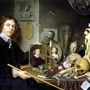 Self-portrait with Vanitas Symbols