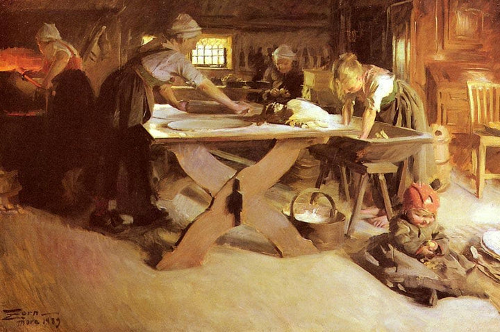 Baking the Bread by Anders Zorn — hand-painted cultural oil painting reproduction on canvas
