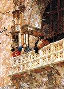 Balcony of the Doge's Palace by Giacomo Favretto — hand-painted architectural oil painting reproduction on canvas