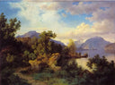 Balestrand Ved Gården Flesje by Hans Gude — hand-painted botanical oil painting reproduction on canvas