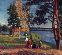 Bank of the Neva. Evening by Ilya Mashkov — seascapes oil painting wall art, Impressionism