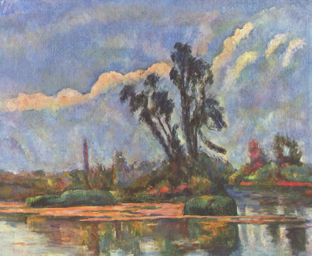 Bank of the Oise by Paul Cezanne — hand-painted landscape oil painting reproduction on canvas