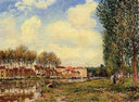 Banks of the Loing at Moret, Morning by Alfred Sisley — hand-painted architectural oil painting reproduction on canvas