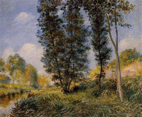 Banks of the Orvanne by Alfred Sisley — hand-painted botanical oil painting reproduction on canvas