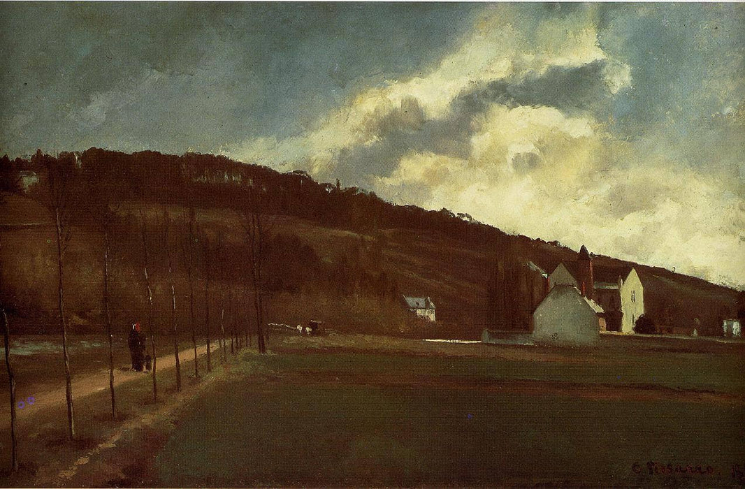 Banks of the river Marne in winter by Camille Pissarro — hand-painted landscape oil painting reproduction on canvas