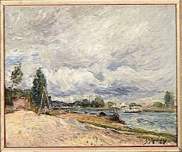 Banks of the Seine by Alfred Sisley — hand-painted landscape oil painting reproduction on canvas